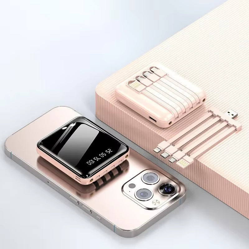 30000Mah Mini Power Bank Fast Charging Large Capacity Portable Power Bank 4 in 1 Cable for Xiaomi Iphone Samsung Huawei 2025 New