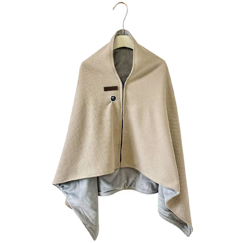 Wearable USB Heating Blanket, Skin-Friendly Zip Design, Multi-Temp Knee Wrap Shawl, Home/Office Use, Warm & Comfy